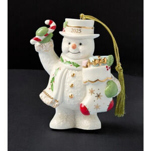 LENOX 2025 Annual SNOWMAN with Stocking ORNAMENT 897134